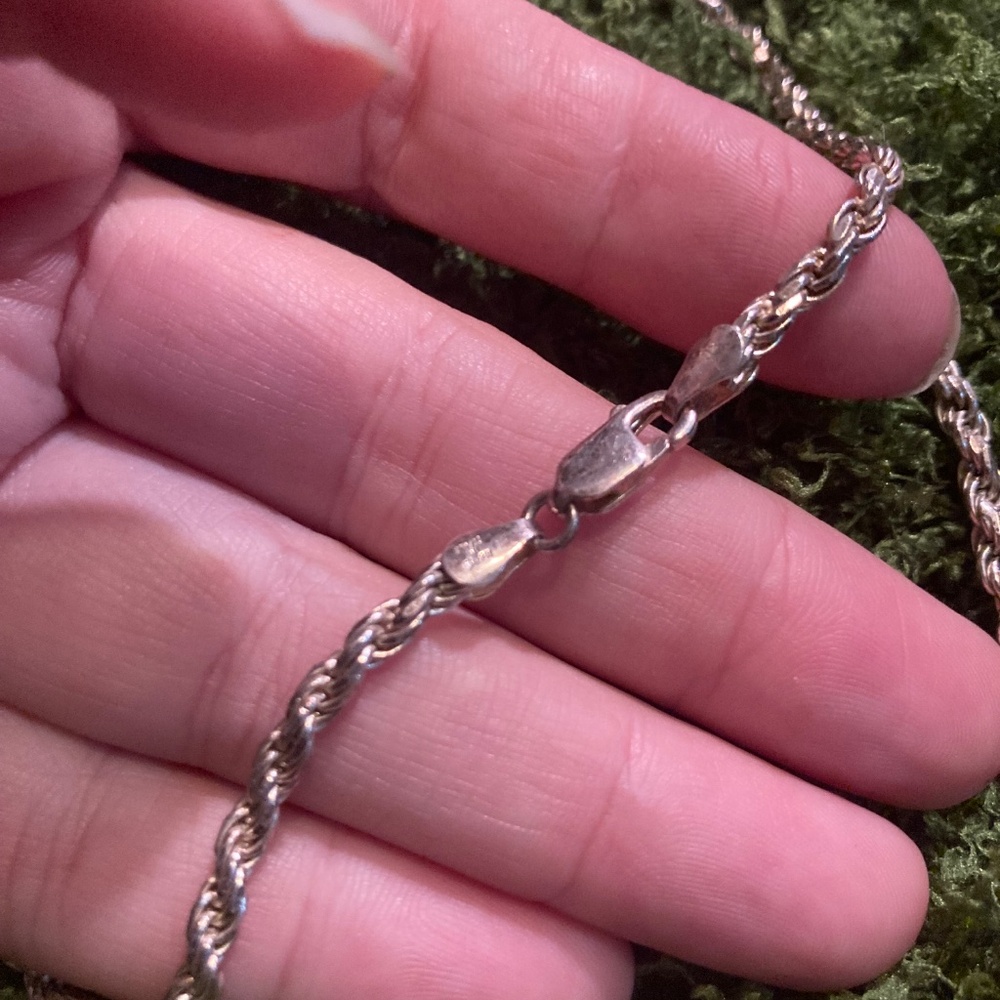 Twisted Rope Chain, Solid Sterling Silver,  18 Inches - Picture 7 of 8